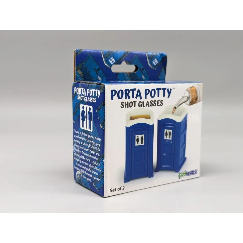 2PCS Porta Potty Shot Glasses Funny Shot Glasses for Adults 2 Ounce Shots